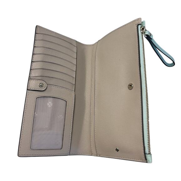 Kate Spade Spencer Continental Wristlet/Wallet Frosted Spearmint Snap Closure - Picture 4 of 8